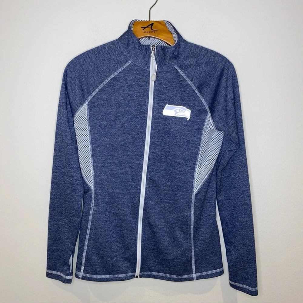 Seattle Seahawks Majestic Blue Zip Up Jacket Lightweight NFL‎ Woman’s Size S